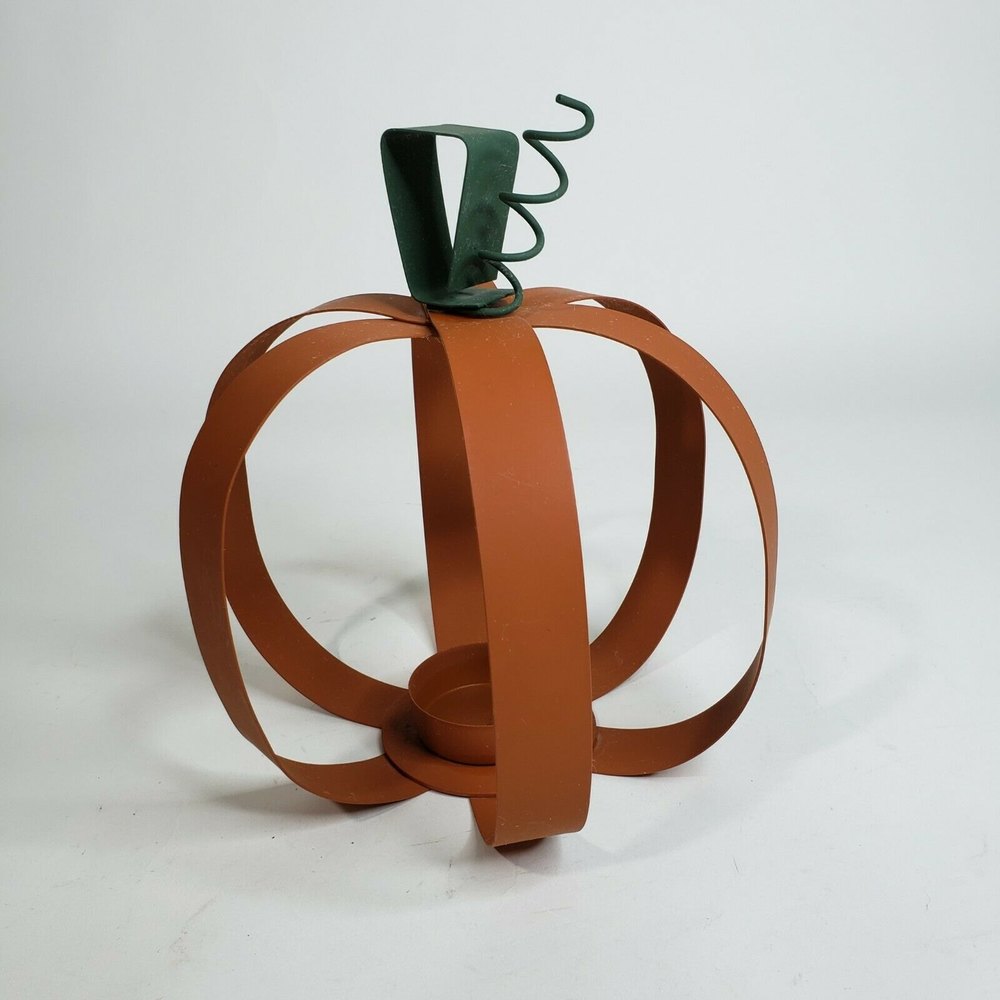 Orange Metal Pumpkin Tealight Votive Candle Holder Table Decoration Halloween